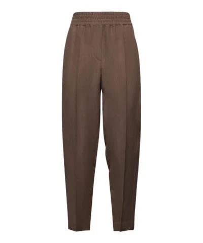 Brunello Cucinelli Womens Beige Viscose & Linen Trousers