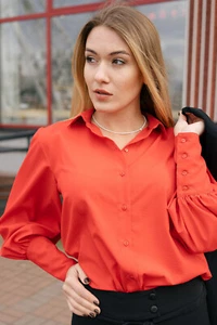 Red blouse with wide cuff Size 2, 4, 6, 8, 10, 12 US Fashionable NEW